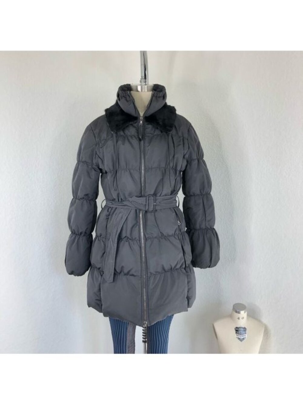 PRADA Down Puffer Belted Coat Raccoon Fur Hood Jacket - Picture 15 of 16
